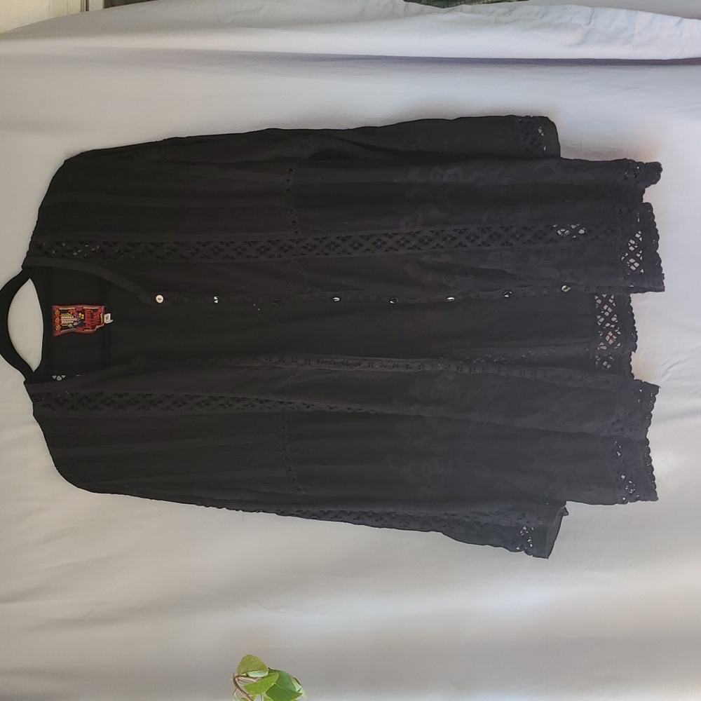 Johnny Was black lace blouse xl❤️